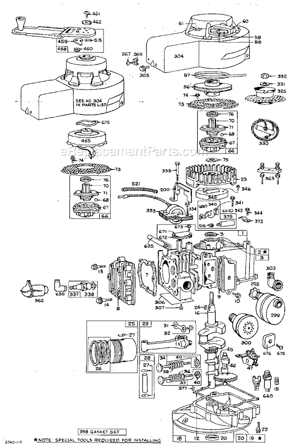 Page A Diagram and Parts List for 82900SERIES  Briggs and Stratton Engine
